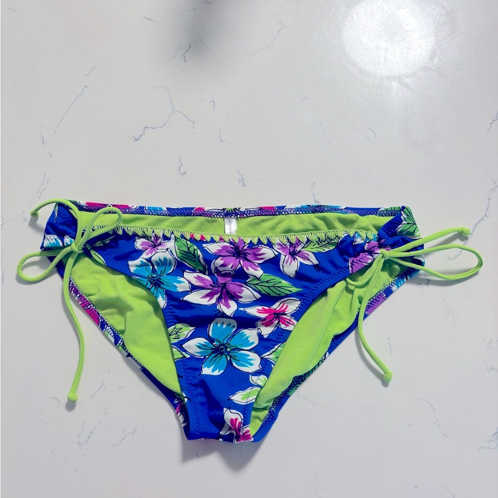 Aeropostale Blue Green Pink Side Tie Bikini Bottoms